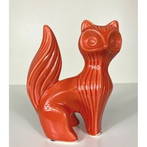 Ceramic Fox Whimsical Sculpture Decor Orange Boho Woodland